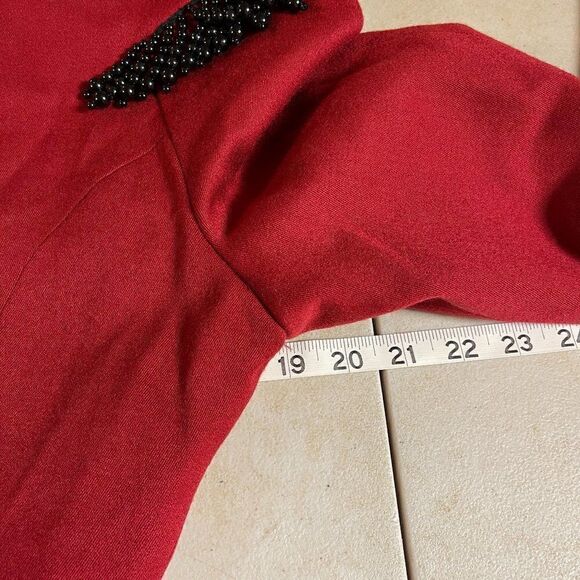 Vintage Mon-Liz Paris Red Beaded 80's Wool Jacket Small - Picture 8 of 10